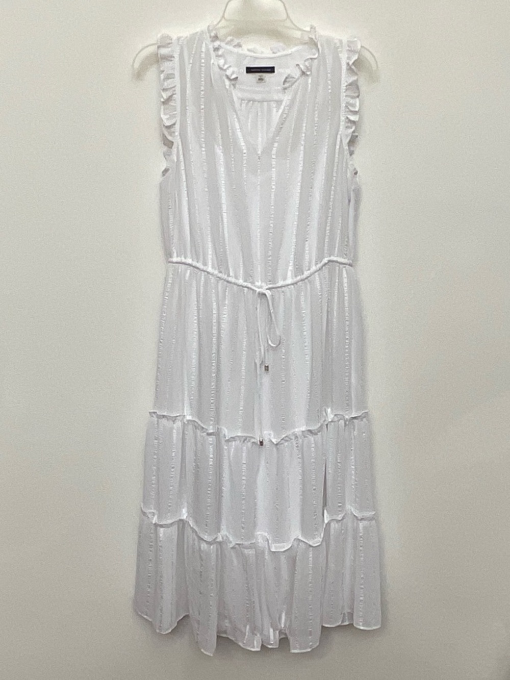 Tommy Hilfiger Ellie Gauze Dobbie Stripe Midi Dress Sleeveless Size 8 Bridal